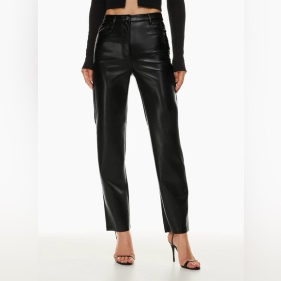 Wilfred Pants - Aritzia Wilfred Melina Faux Leather Pants High Rise Straight Leg Black Size 6